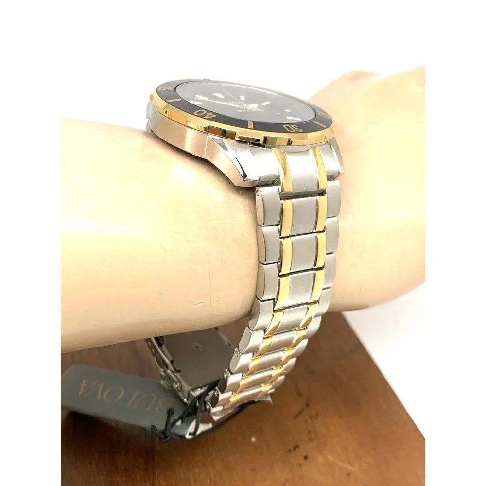 Bulova Men's Watch 98B394 Diver Black Dial Quartz Two Tone Stainless Steel 44mm
